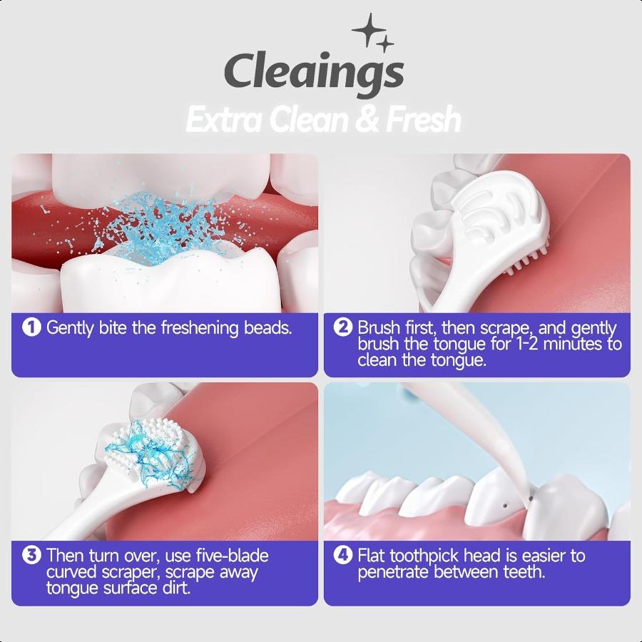 

20 шт. Мини-одноразовые щетки для языка с очищающими пастами в виде шариков и зубочистками, очистители языка, уменьшают неприятный запах изо рта, скребок для языкаIc United States