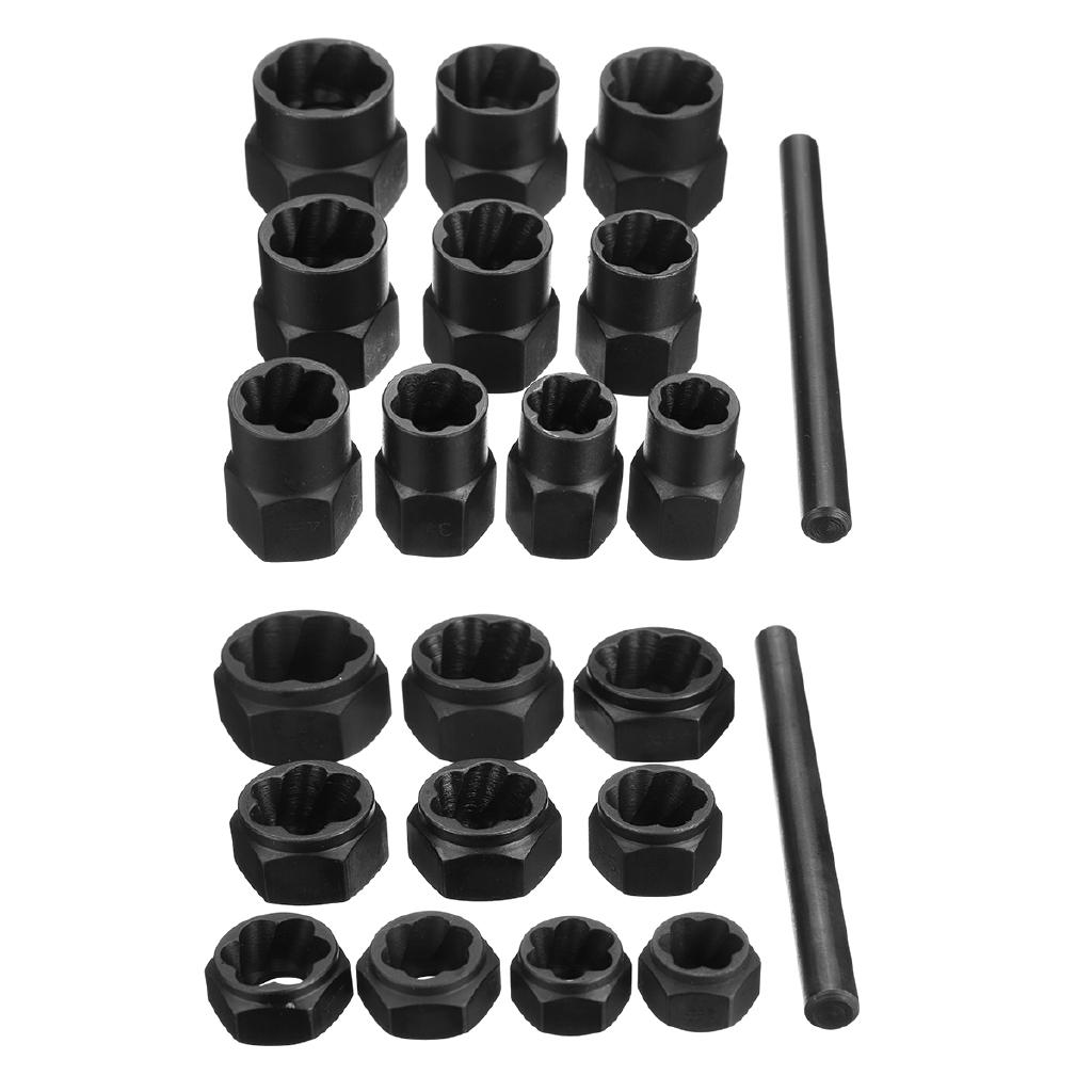Black (9-19mm)  Broken Bolt Removal Kit 10pcs Damaged Nut Bolt Remover Stud Extractor Set Metric New