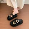 Muffin platform casual retro slippers women's shoes summer 2025 new double-breasted metal buckle fashion slippers
