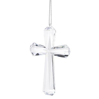 Decoración de cruz acrílica transparente, colgante de Navidad, adorno religioso, suministros festivos para fiesta, decoración de árbol de pared