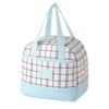 Insulated Lunch Tote Bag Oxford Fabric Grid Pattern Durable Handheld Lunch Bag with Zipper Closure and Front Pocket for Work School Travel