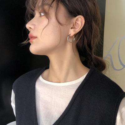 Silberne Creolen: Koreanischer Stil, Beliebt, Alleskönner, Hochwertig, Promi-Mode