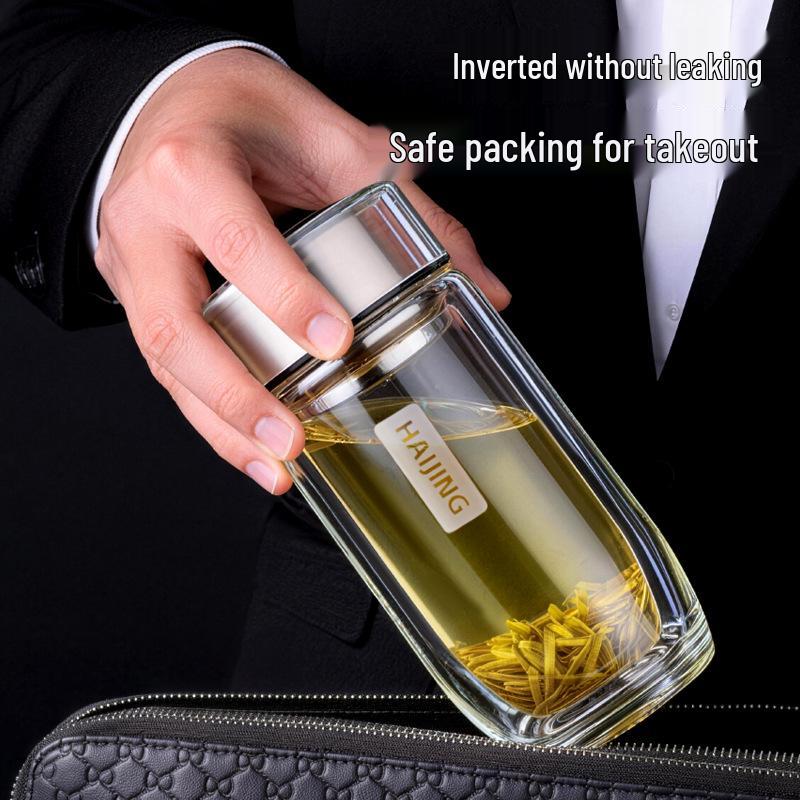 Goose Egg Double-Layer Glass Cup: Men's Car Tea Cup, Women's Pocket Cup, High-End Gift