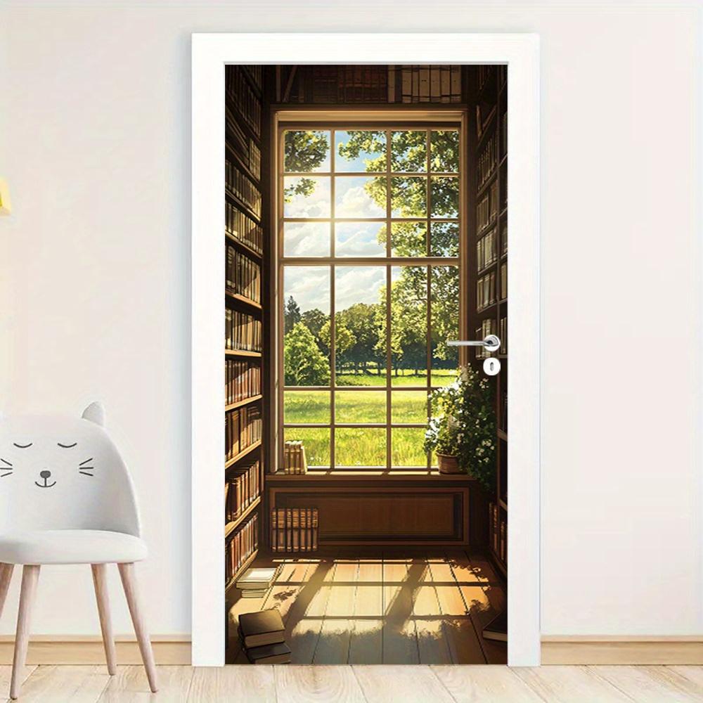 1 Pair of Self-adhesive Library Wall Stickers, Contemporary Paper Wall Art for Hallways, Porches, Living Rooms, Bedrooms, Office