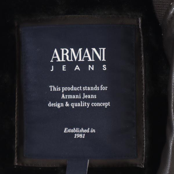 Armani Jeans Faux Fur Lining Zip Jacket 48 Black Series Logo Men's Used