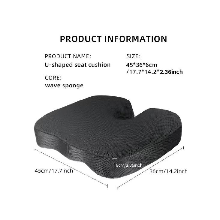 Comfortable breathable seat cushion, U-shaped design wave sponge massage cushion can relieve buttock pressure/coccyx pain