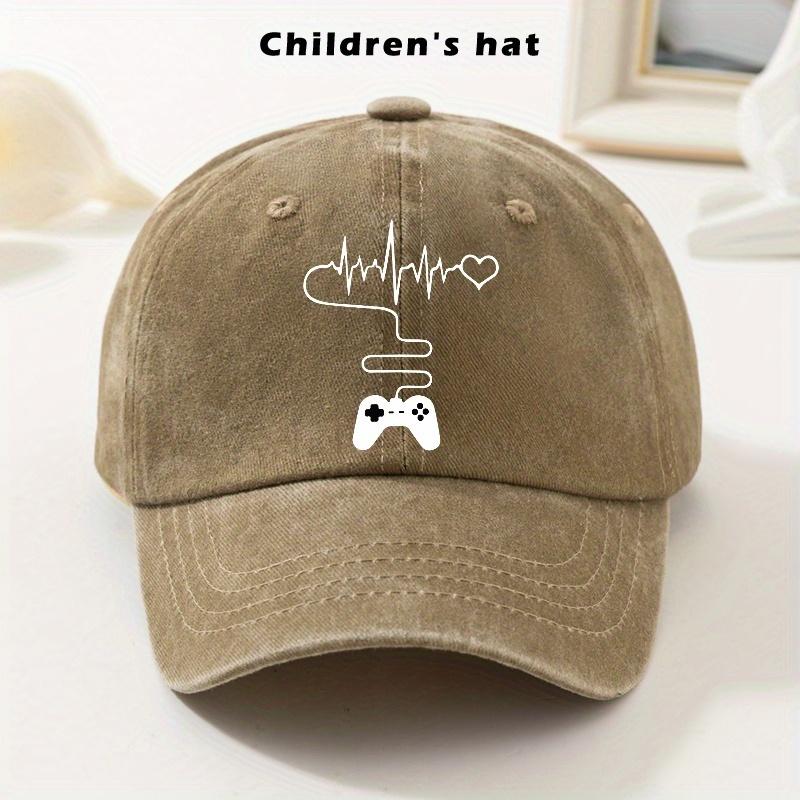 A Vintage Baseball Cap with a Heart Pattern Designed for Kids Stylish SoftTop Cap for Boys And Girls Adjustable Size Trendy