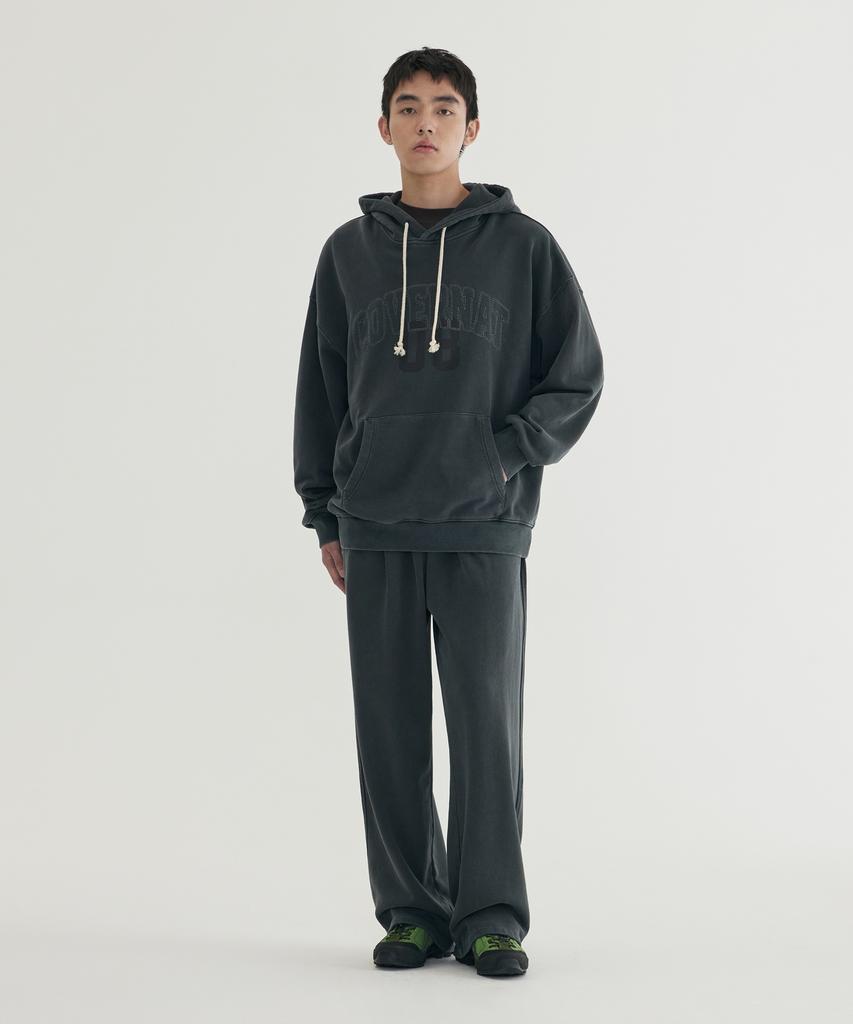 Arch Logo Pigment Graphic Hoodie Khaki Gray