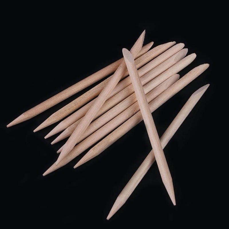 100× Orangenholzstäbchen für Nägel, Holz Nagelhautschieber Entferner für Maniküre Pediküre