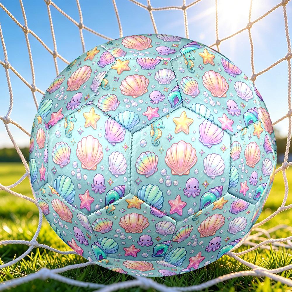 1pc Ocean Treasures Themed Soccer Ball, Size 5, Lightweight PVC Material, Outdoor Training Soccer Ball Gift. Q62225