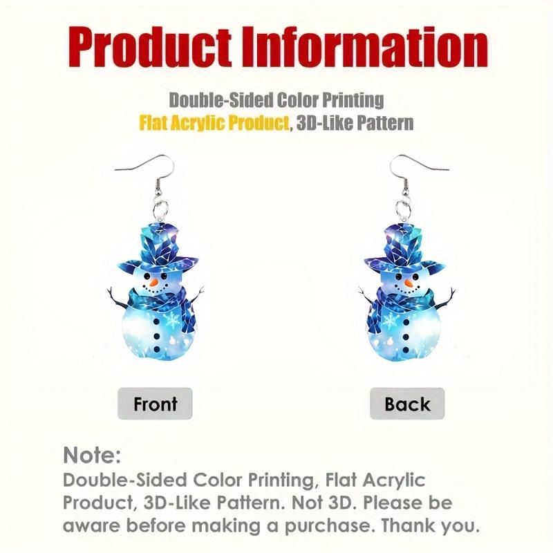 Snowman Double-Sided Acrylic Earrings - Lightweight, Durable Christmas Gift