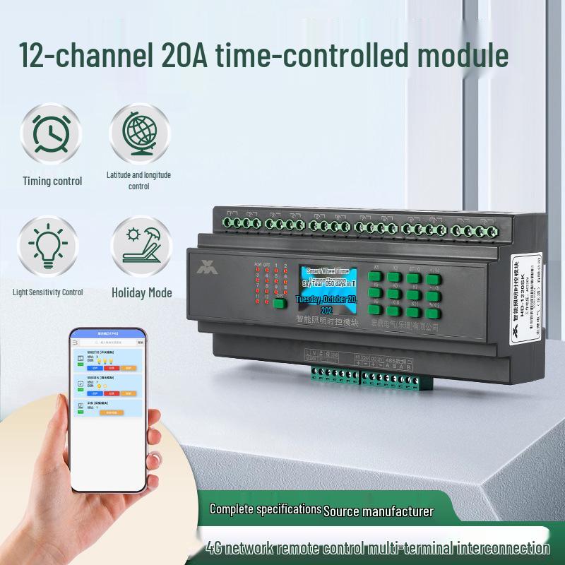 Smart 12-Channel Wireless Lighting Timer Switch with Latitude/Longitude Control for Street Lights