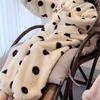 Women's Polka Dot Flannel Pajama Set - Thick, Double-Sided Arctic Fleece, Long-Sleeved for Spring/Summer Warmth.