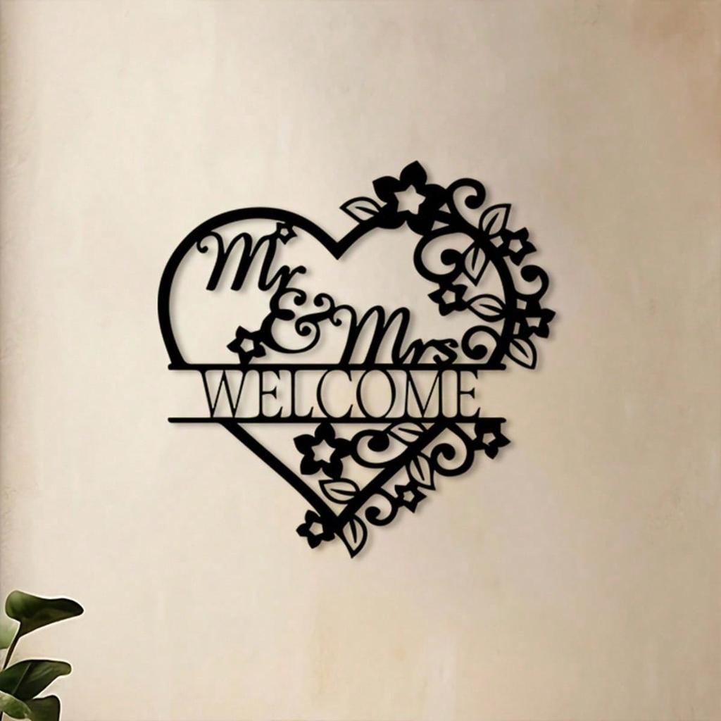 Elegant Heart Metal Wall Decor, Floral Iron Art for Wedding & Valentine's