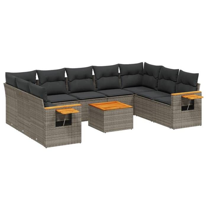 VidaXL Garden Lounge Set with Cushions 10 Pcs, Patio Sofas, Patio Furniture Set, Outdoor Furniture, Grey 3227124