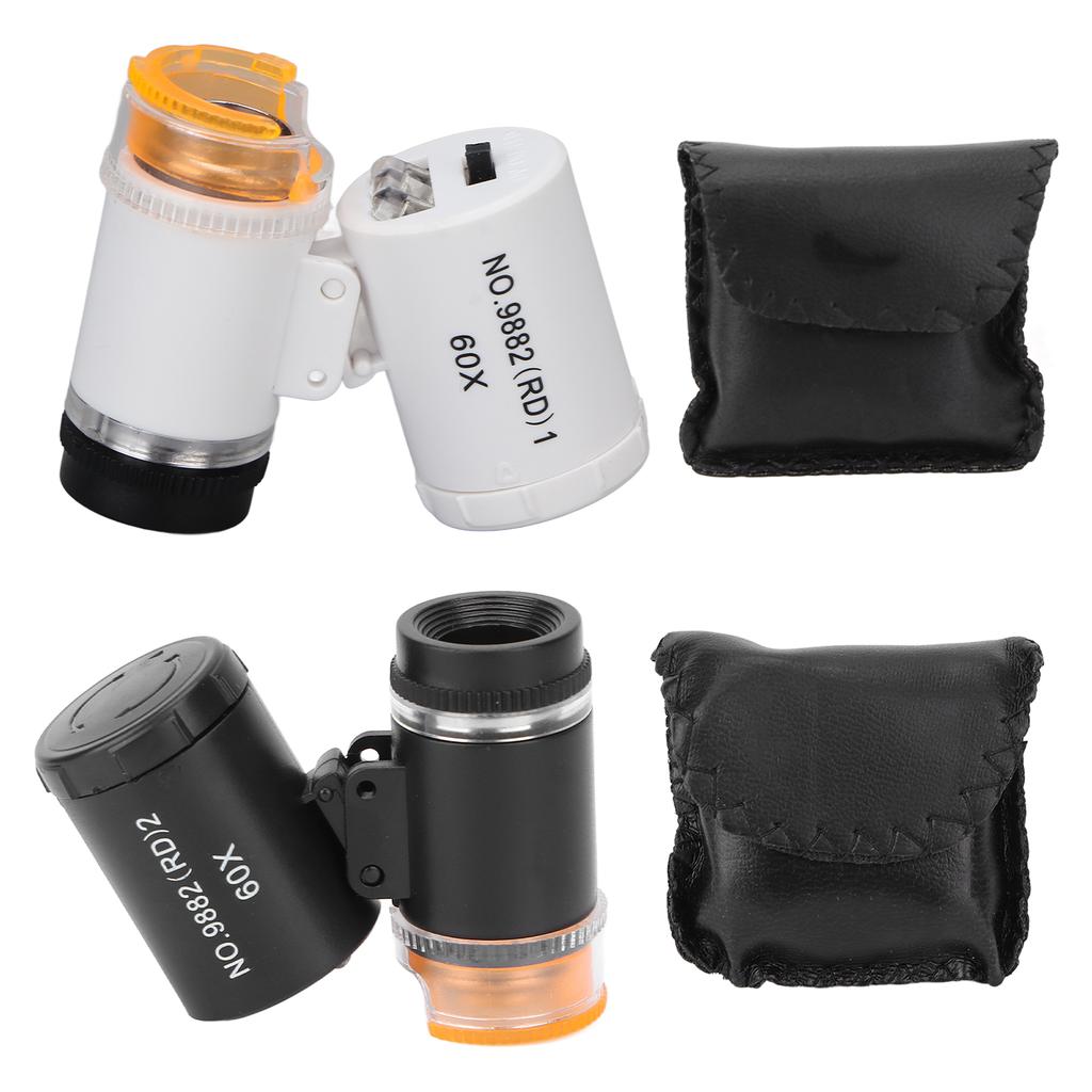 60X miniaturní zvětšovací lupa Přenosná pokladní lupa Detektor LED Light Pocket Microsc