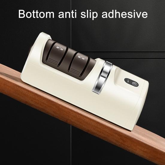 Electric Knife Sharpener Quick Sharpening Polishing Double Sided Knife Sharpener Anti-Slip Base Three-Speed Adjustment Household Knife Sharpener