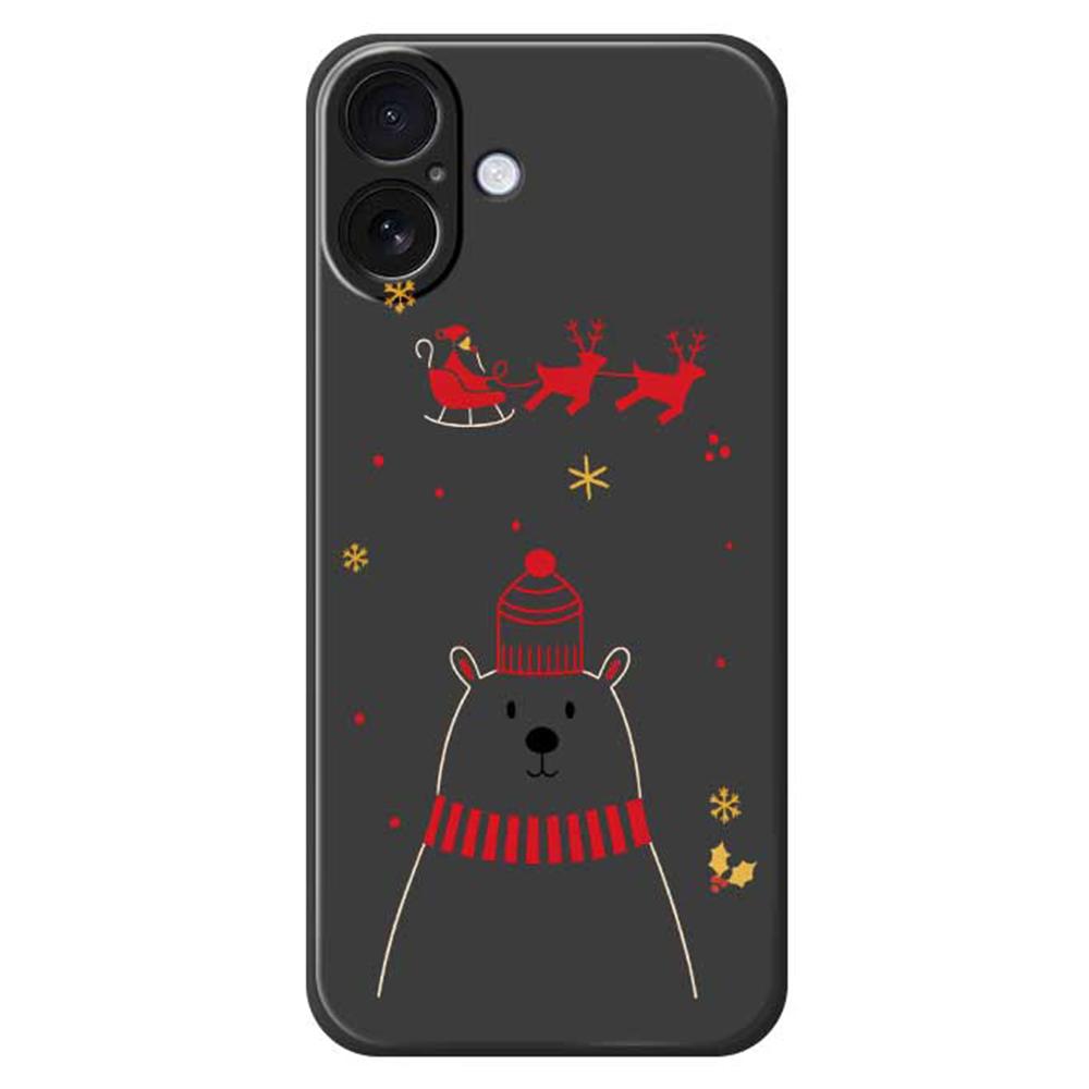 

For iPhone 17 Case Bear Pattern Printing Straight Edge TPU Phone Back Cover Black
