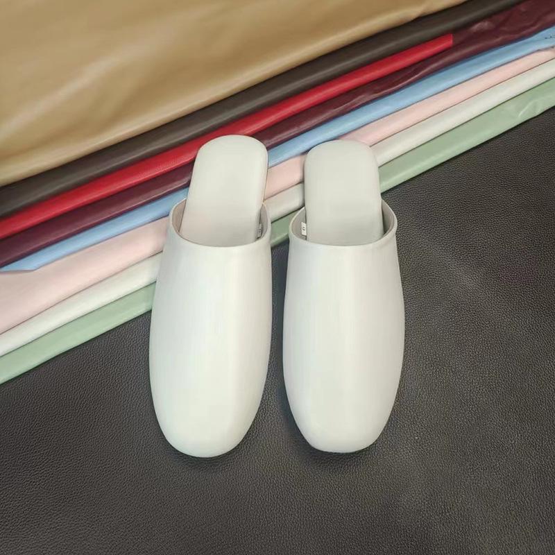 Spring & Autumn Lambskin Leather Slippers - Japanese Style Indoor Couple Slippers for Home & B&B Vacations