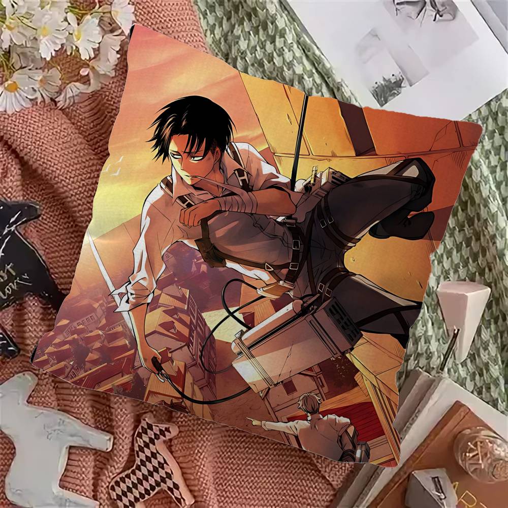 A-Attack O-On T-Titan Levi Ackerman Stitch Lucky Dragon Pillow Cover Sofa Cushion Cover Home Room Decoration Children Gift