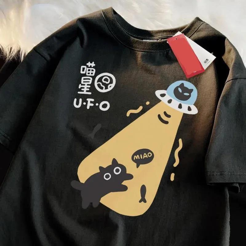 

Американская ретро футболка с коротким рукавом для женщин 2025 лето новая корейская версия Ins нейтральный топ с круглым вырезом женская одежда винтаж 3XL