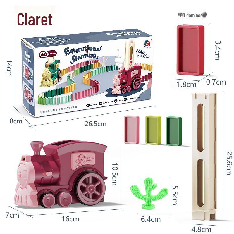 Educational Electric Train Toy with Automatic Domino Setup and Sound & Light Effects
