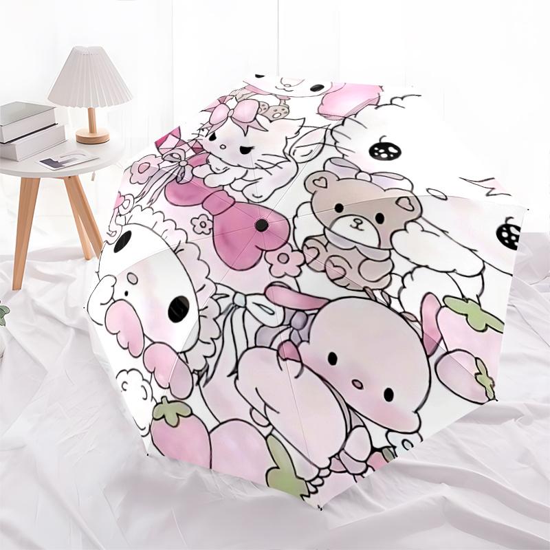 

1pc Hello Kitty Strawberry Umbrella - Automatic Open/Closed, Foldable Design, Outdoor Use, Festival Gift for Fans, Travelers, Daily Use.N007