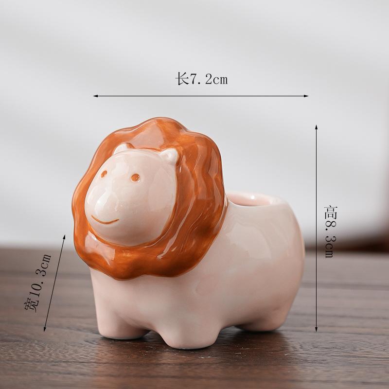 Cartoon Animal Ceramic Flower Pot Cute Lion Giraffe Plant Cactus Potted Home Garden Flower Vase Interior Desktop Decoration Gift