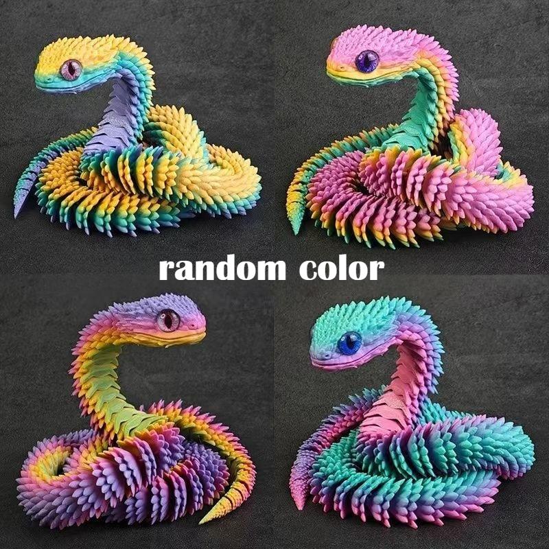 3D Printed Articulated Snake Figure Toys Flexible Fidget Toy Realistic Slithering Design Model Ornaments Creative Funny Gift
