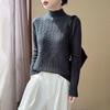 2026 Autumn/Winter Women's Pure Wool Thick Cable Knit Sweater with Half-High Collar and Long Sleeves