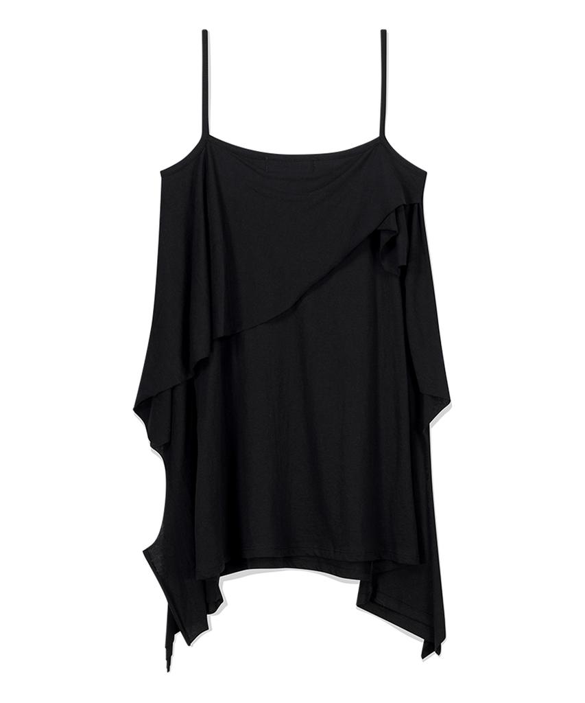 A Few Comments Cutoff Layered Mini Dress Black