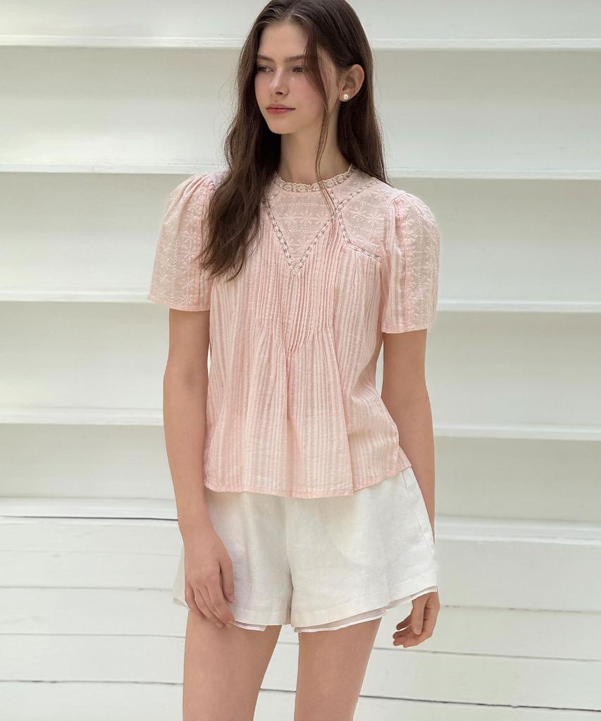 LAUTREDE MIN Letter Pink Blouse