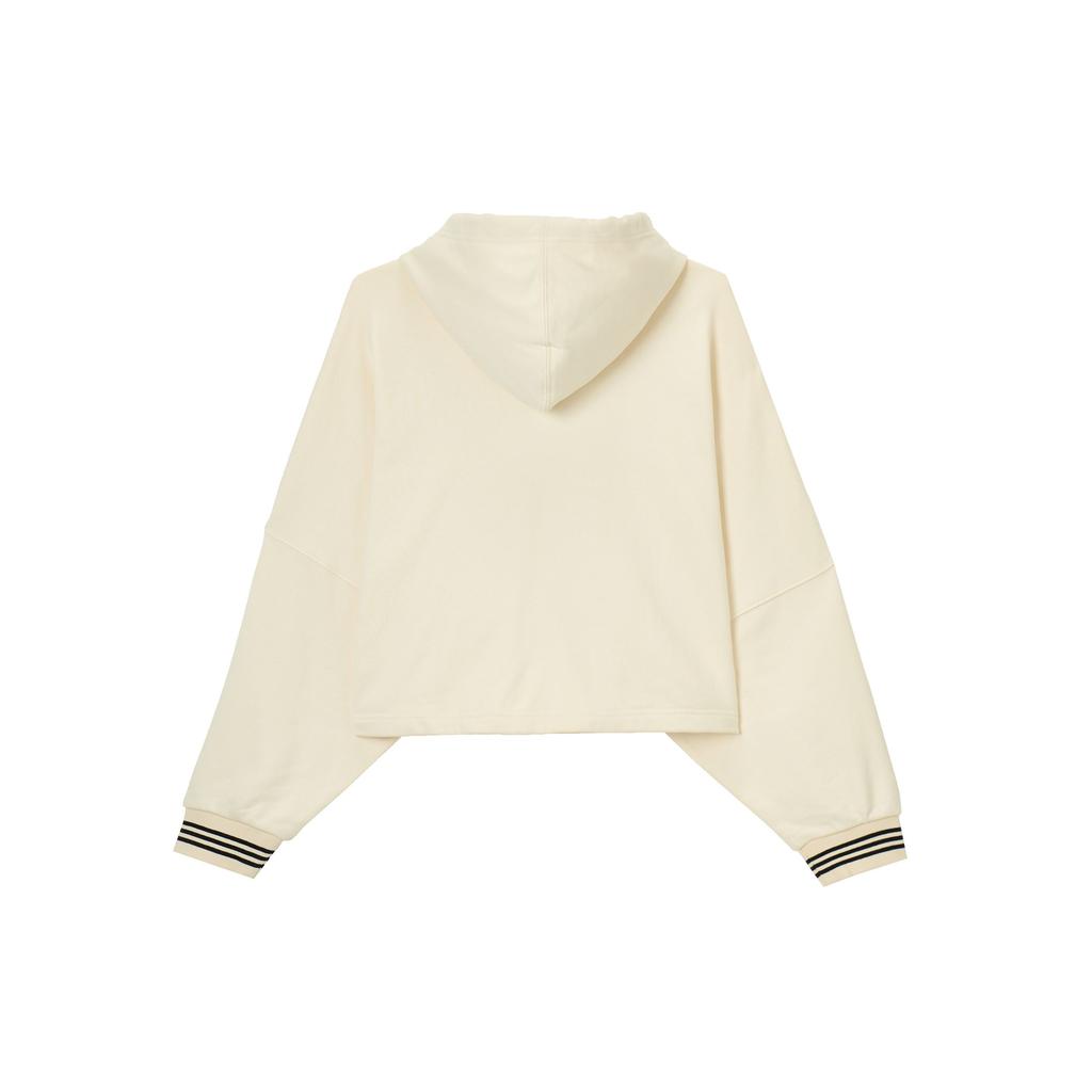 Adidas Originals Adicolor 70s Retro Series Cropped Hoodie With Brand Logo Print Women Tops Miracle-White IK7865