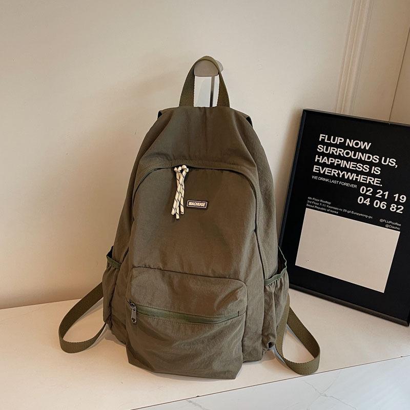 Schoolbag Canvas Backpack Female Large Capacity Casual Versatile Student Class School Bag Campus Wind Mountaineering Lightweight Travel Backpack