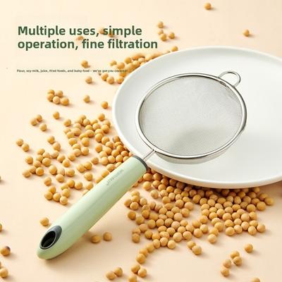 New 304 Stainless Steel Fine Mesh Strainer Fine Mesh Long Handle Colander Sieve Multi-function Oil Strainer Kitchen Baking Tools