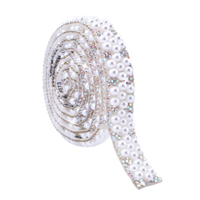 DIY Self-Adhesive Pearl Rhinestone Chain for Jewelry and Clothing Accessories