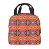 African Tribal Ankara Fabric Style Pink Thermal Insulated Lunch Bags Women Geometric Ethnic Art Portable Lunch Tote Food Box