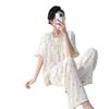 Cotton silk family 1011 new short-sleeved trousers doll collar pajamas women's summer loose loungewear comfortable suit