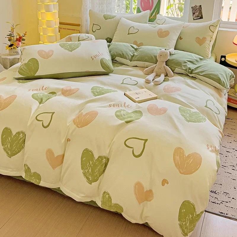 

4pcs/set Bedding Set Simplicity Style Twin Queen Size Duvet Cover Flat Sheet Pillowcase Kids Adult Comforter Sets Home Textile 4pcs-150X200cm