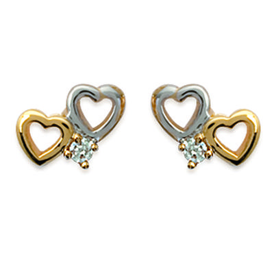 [E0266] - Two-tone 'Love Love' Gold Plated Earrings - 10x9 Mm