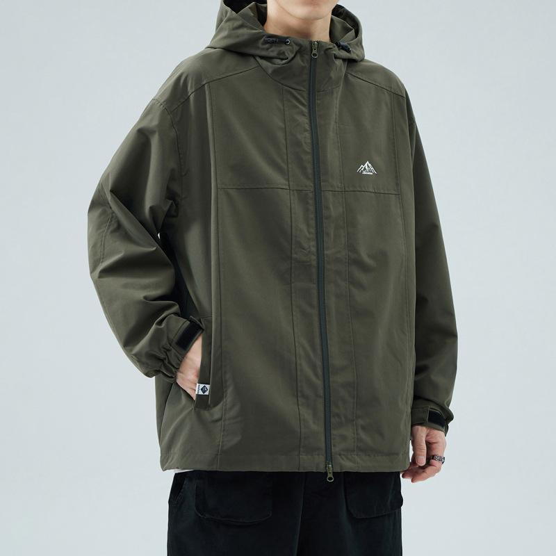 Yacang Charge Jacket Men'S Season Loose Windbreaker Hooded Cotton Jacket Men'S Clothes Casual Jacket Men'S