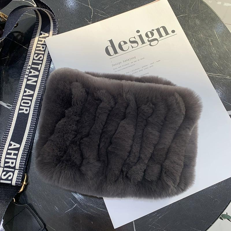 Rex Rabbit Hair Neck Cover Women's Winter Elastic Mesh Scarf Headband Versatile Real Fur Plush Headgear Children's Scarf