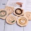 Round Natural Wood Jewelry Display Stand for Bracelets, Geometric Shape Square Tray