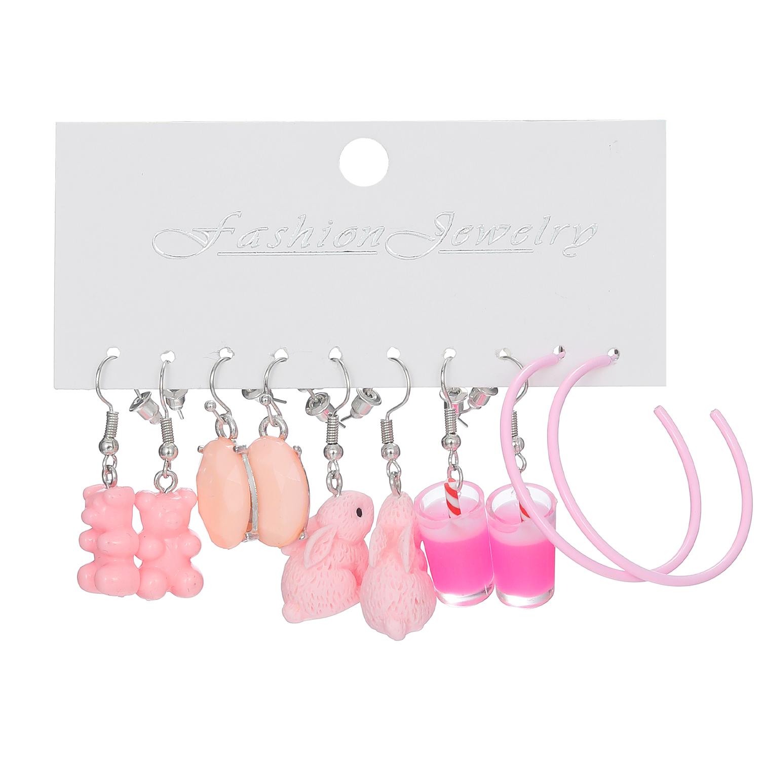 

Милый медведь, комплект розовых серег для девочек, студентов, кулон в виде бабочки и кролика, чай с молоком, серьги-русалочки, кулон, серьги с грибами, пандой, комплект аксессуаров A