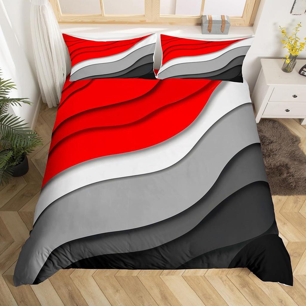 Romantic Theme Red Rose Three-Piece Quilt Cover 3D Digital Printing Bedding Set Bed Cover