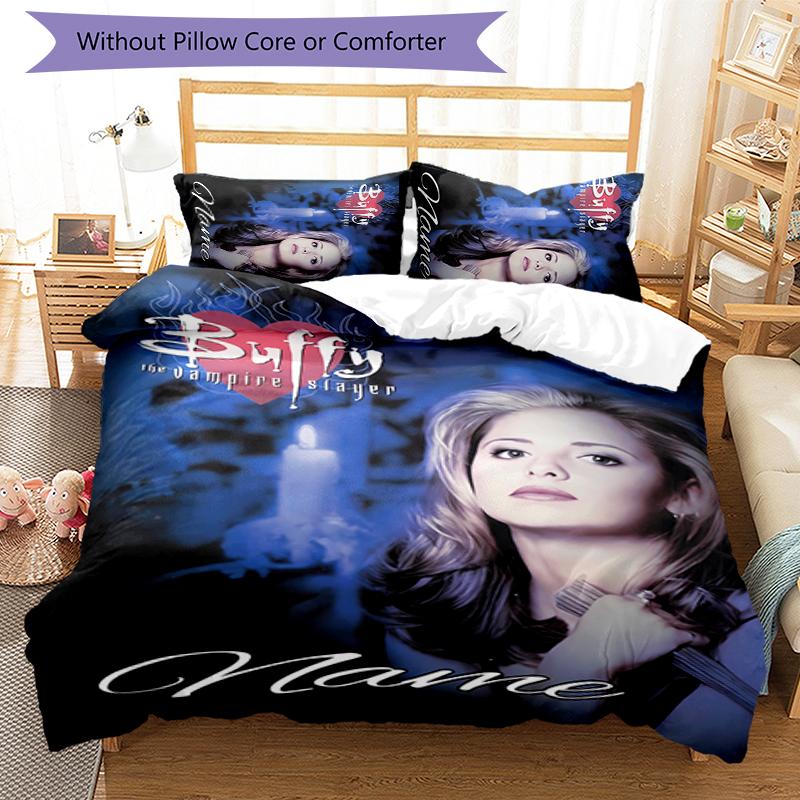 3pcs Custom Name Buffy the Vampire Slayer Bedding Set Duvet Cover Closure Includes 1 Duvet Cover & 2 Pillowcases for All Seasons Bedroom Decor