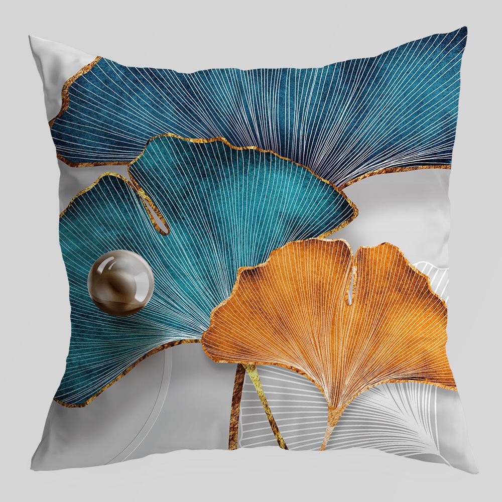 

Новый тип домашней ткани, наволочка и чехол для подушки с принтом листьев гинкго зеленого и золотого цвета 45 * 45Cm without pillow core