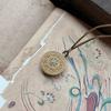 New Chinese-style Gold-painted Enamel Cloud Brocade Compass Long Sweater Chain Pendant Necklace for Women, Light Luxury, Niche, High-end Feel