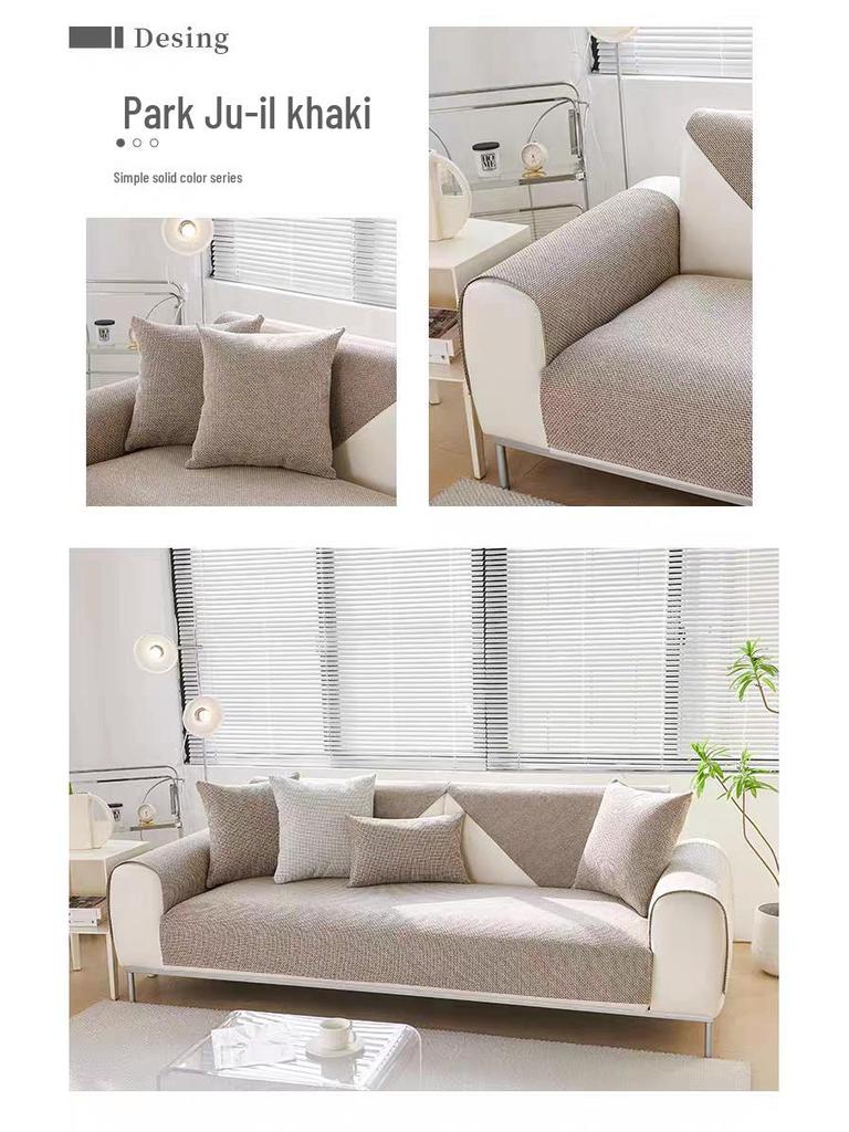 Universal Non-Slip Cotton Linen Sofa Seat Cushion – Four Seasons Style, Solid Color