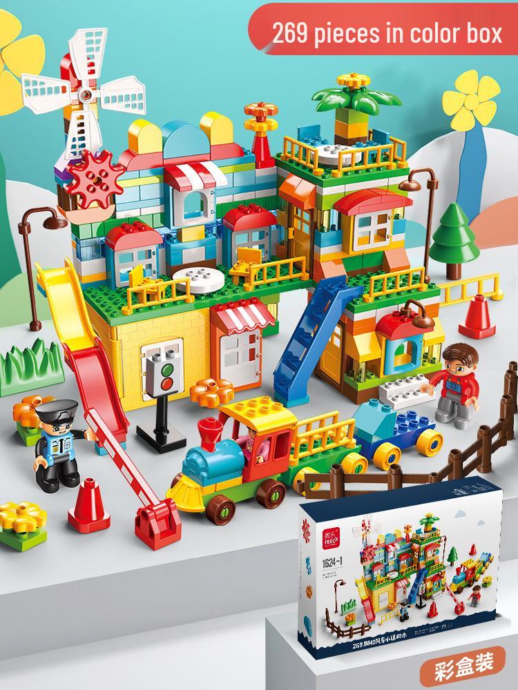 Rotating Windmill & Ferris Wheel Building Blocks Toy for Kids